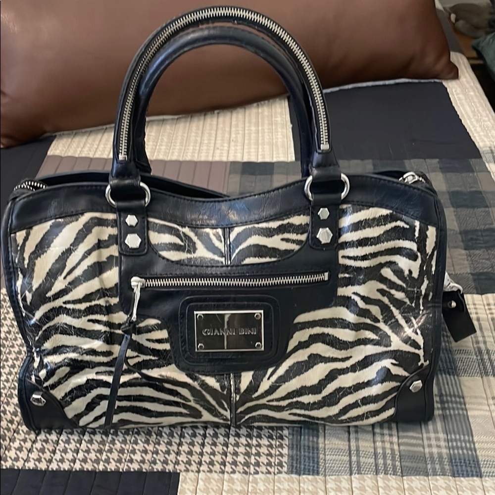 Gianni Bini Black and White Zebra Print Satchel